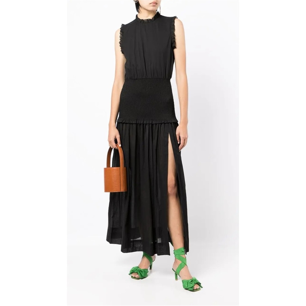 NWT Bec & Bridge Felice Shirred Maxi Dress Black Size 6